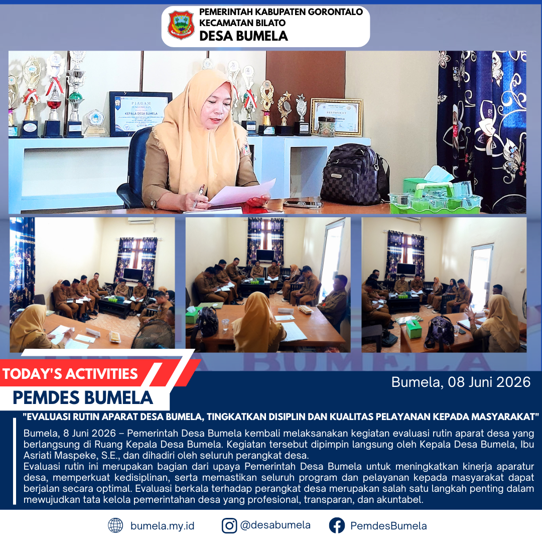 Evaluasi Rutin Aparat Desa Bumela, Tingkatkan Disiplin dan Kualitas Pelayanan kepada Masyarakat