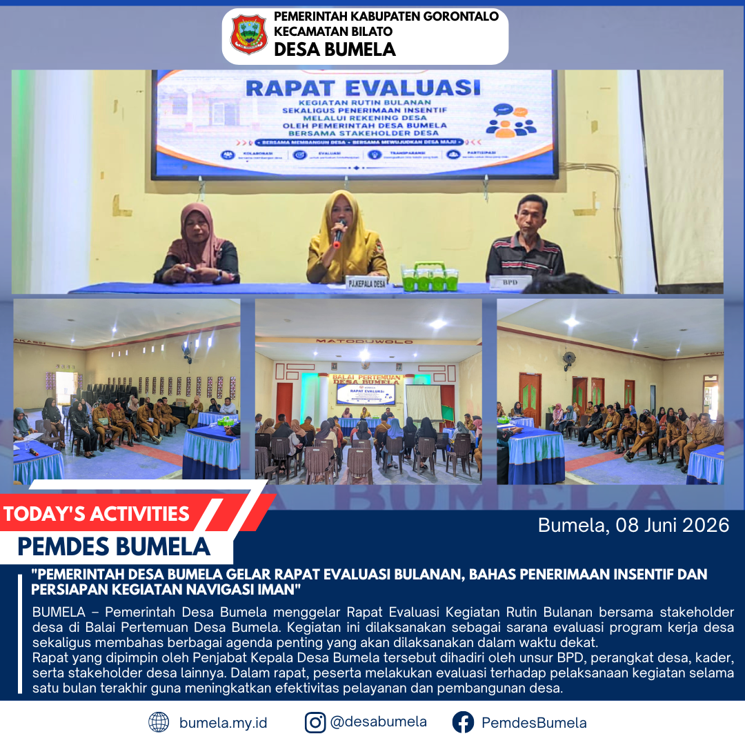 Pemerintah Desa Bumela Gelar Rapat Evaluasi Bulanan, Bahas Penerimaan Insentif dan Persiapan Kegiatan Navigasi Iman
