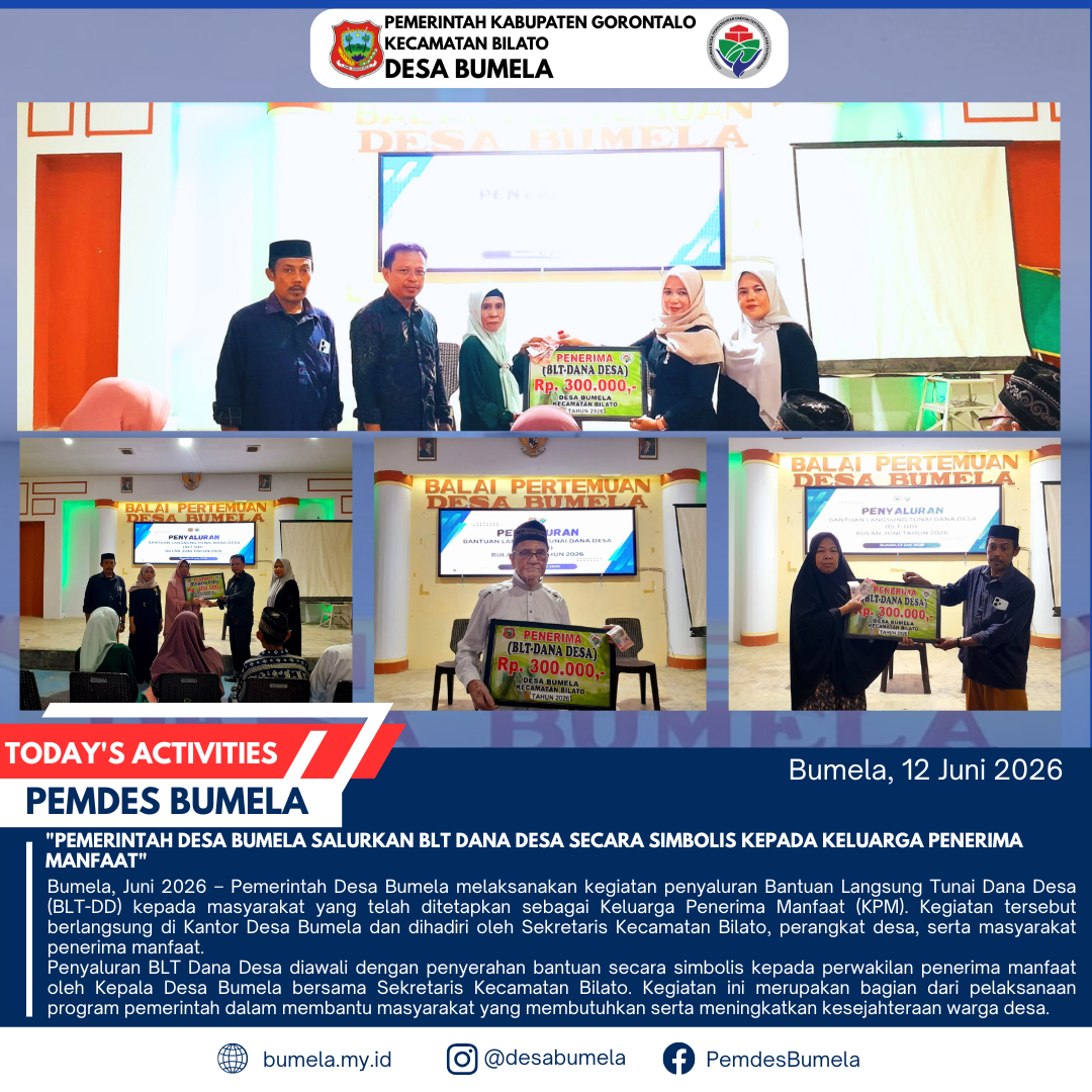 Pemerintah Desa Bumela Salurkan BLT Dana Desa Secara Simbolis kepada Keluarga Penerima Manfaat