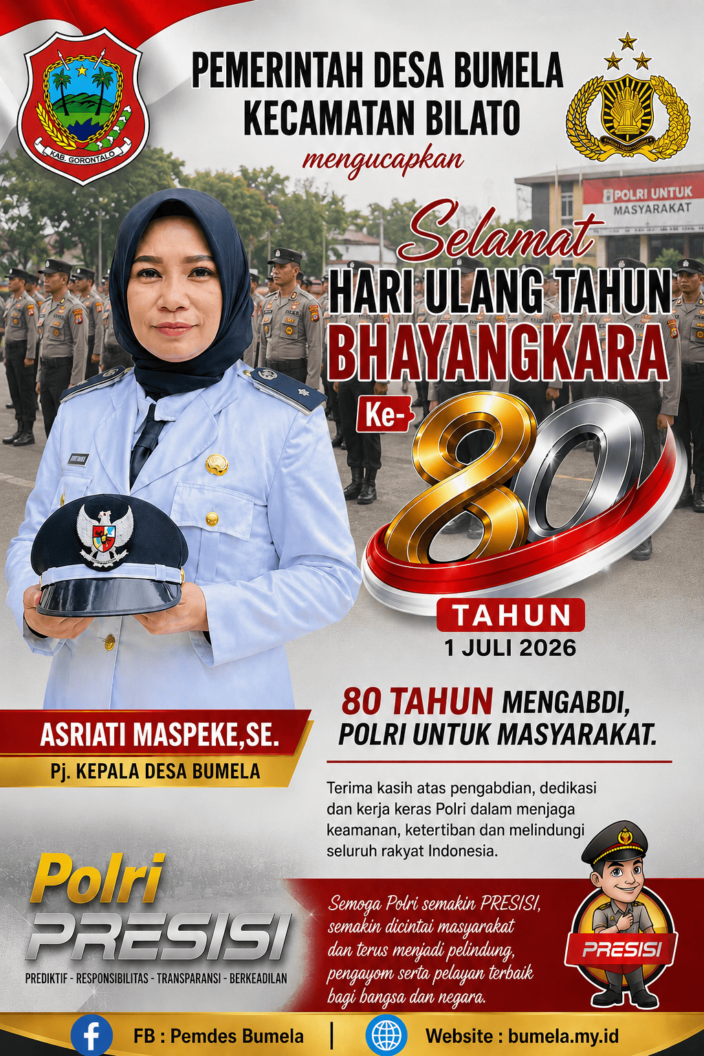 Pemerintah Desa Bumela Mengucapkan Selamat Hari Bhayangkara Ke-80 Tahun 2026
