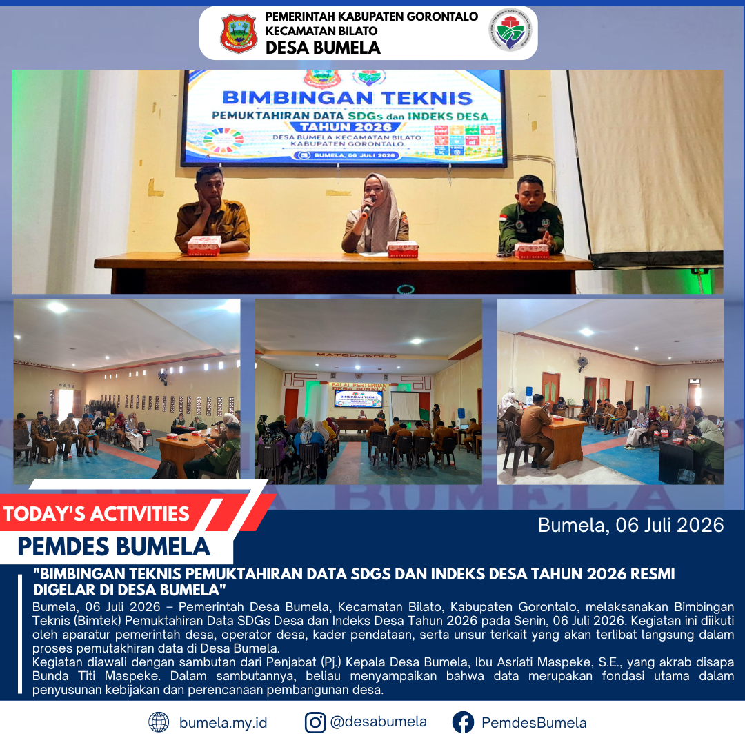 Bimbingan Teknis Pemuktahiran Data SDGs dan Indeks Desa Tahun 2026 Resmi Digelar di Desa Bumela